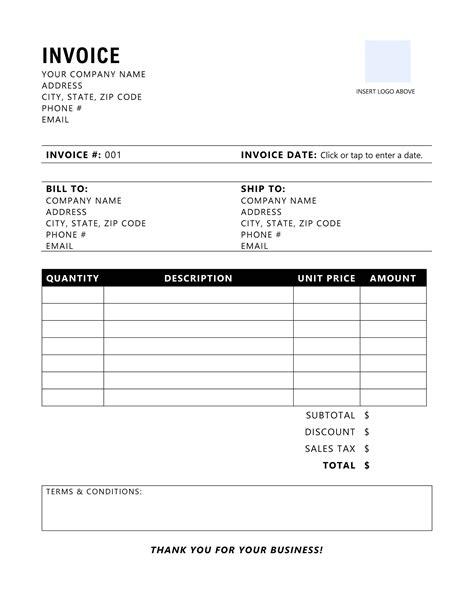 Invoice Template Printable Invoice Business Form Editable - Etsy