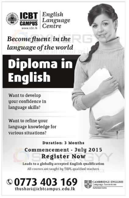 Diploma in English by ICBT Campus – Education SynergyY