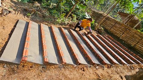 How to design and construct brick stairs | The art of placing bricks on slopes - YouTube