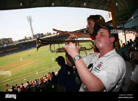 "barmy army" "cricket fan" fans england flags flag Stock Photo - Alamy