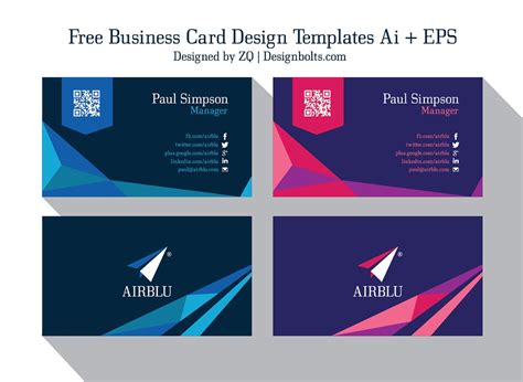 2 Free Professional Premium Vector Business Card Design Templates | Ai + EPS – Designbolts