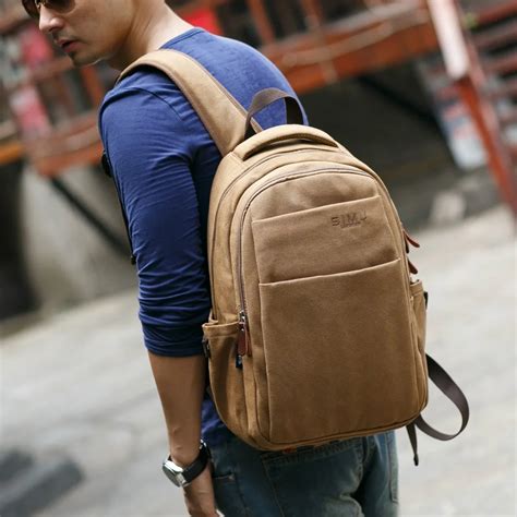 Simu Canvas Backpack Vintage Canvas Laptop Men's Backpack School Bag ...