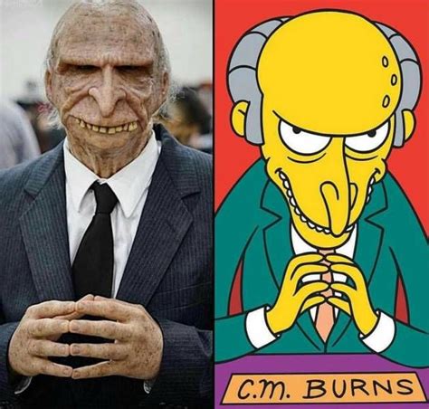 an old man in a suit and tie next to the simpsons character from the simpsons