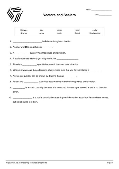 ️Vectors And Scalars Worksheet Pdf Free Download| Goodimg.co