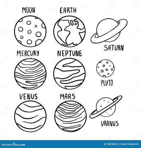 Doodle Sketch Illustration Of The Planets Of The Solar System Cartoon ...