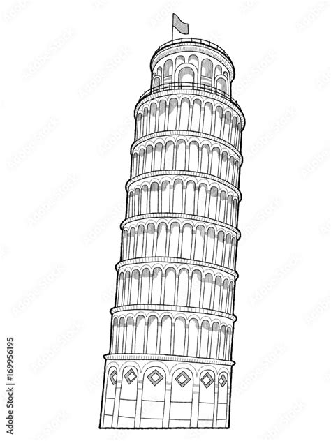 Leaning Tower Of Pisa Vector Illustration Hand Drawn Cartoon Art Stock ...