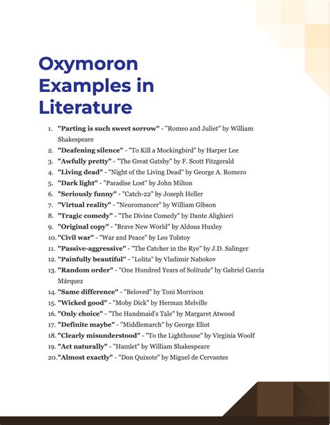 Oxymoron in Literature - 99+ Examples, PDF, Tips