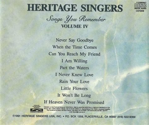 Viagem Gospel: Heritage Singers - Songs You Remember vol.IV (1991).