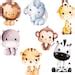 Watercolor Safari Animals Clipart, Cute Baby Safari Animals Clipart PNG, Jungle Clipart, Africa ...