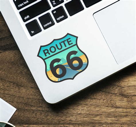 Route 66 logo laptop sticker - TenStickers