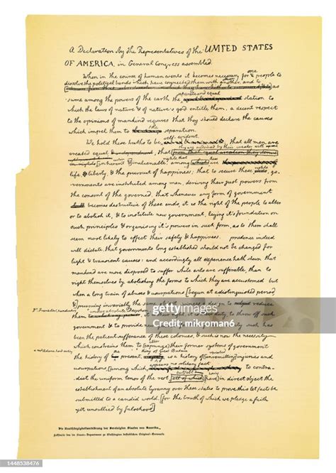 Draft Of The Declaration Of Independence In Thomas Jefferson Handwriting High-Res Stock Photo ...