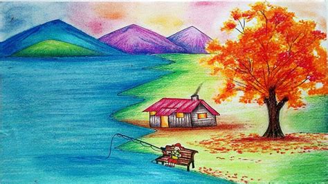 How To Draw scenery of Autumn Season step by step - Autumn Season ...