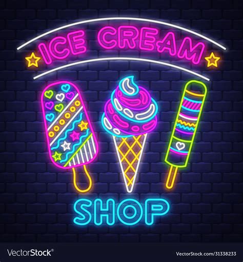 Ice cream shop - neon sign Royalty Free Vector Image