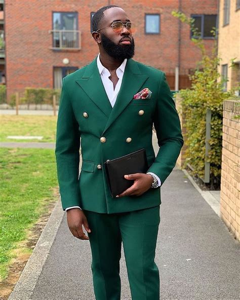 @blackmenwithstyle: “There’s something about green 💵 🔥👌🏾#blackmenwithstyle” Good Prom Suits ...