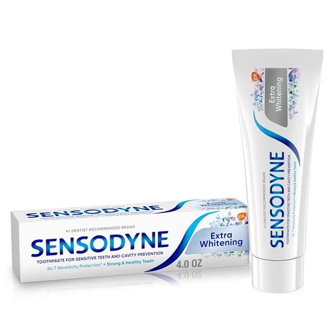 Amazon.com : Sensodyne Extra Whitening Toothpaste for Sensitive Teeth, Cavity Prevention and ...