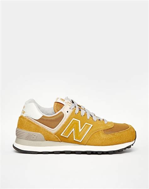 New Balance 574 Yellow Mustard Suede/Mesh Trainers | New balance 574 ...