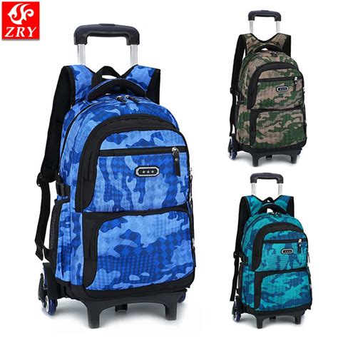 Rolling Backpack On Wheels High Capacity School Bag Backpacks for Students Daypack Wheeled ...