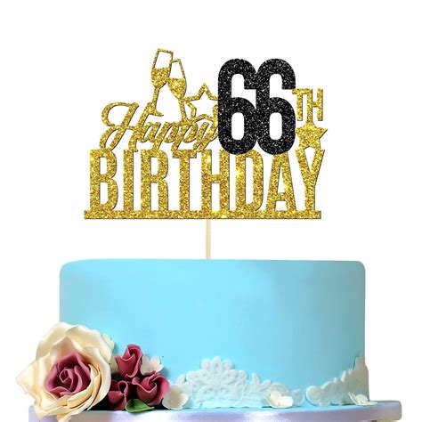 Buy Happy 66th Birthday Cake Topper - Sixty six-year-old Cake Topper, 66th Birthday Cake ...