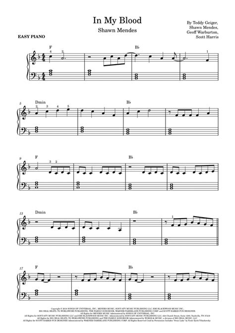 In My Blood (arr. KeySheets) by Shawn Mendes Sheet Music for Easy Piano ...