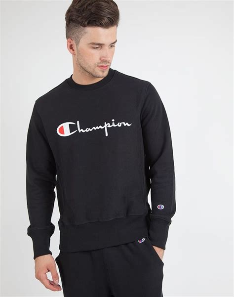 Champion Crew Neck Sweatshirt in Black | Shop men's clothing at The Idle Man | Champion clothing ...