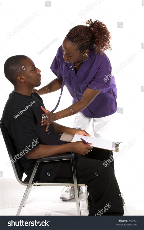 African American Nurse Stethoscope Checking Heart Stock Photo 736294 | Shutterstock