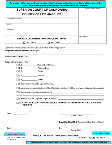 Form LACIV119 - Fill Out, Sign Online and Download Fillable PDF, County ...