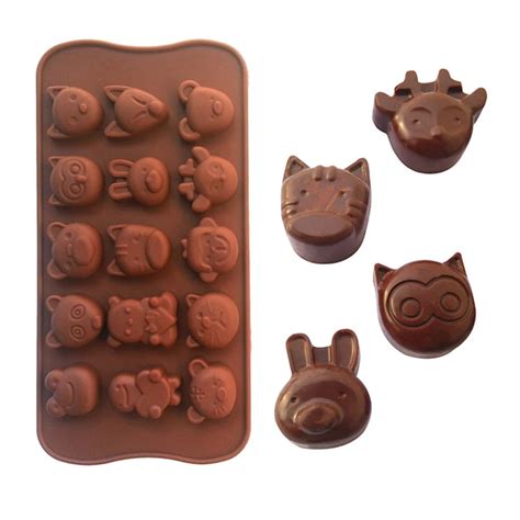 Non stick Silicone Chocolate Molds Animal Shaped Jelly Ice Molds Cake Mould Bakeware Baking ...