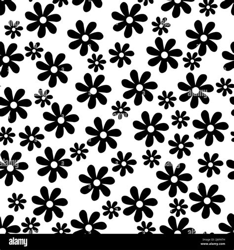 seamless pattern of black simple flowers on a white background Stock Vector Image & Art - Alamy