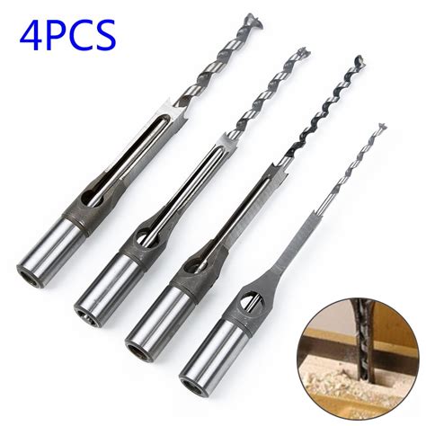 4pcs/Set Woodworking Square Hole Drill Bits Wood Mortise Mortising Chisel Kit - Walmart.com ...