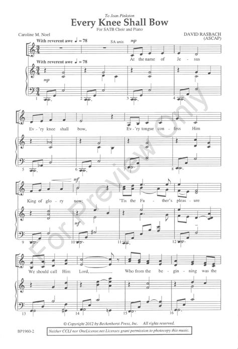 Every Knee Shall Bow (SATB ) by David Rasbach| J.W. Pepper Sheet Music