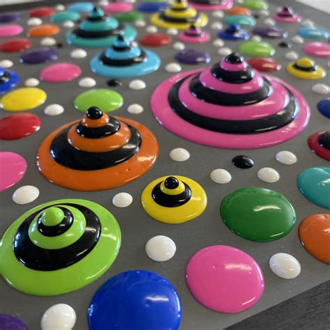 Blob Art; Spiral Festival Mega Dots on Wood Canvas - Furst Art Studio