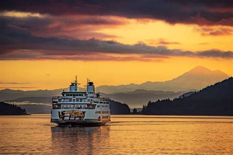 The "red eye" -- Early morning ferry run to Anacortes aboard the Samish - Lopez Island Dock - WA ...