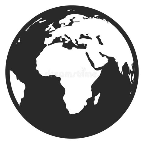 Earth Icon. Round World Map with Continents and Oceans Stock Vector - Illustration of black ...