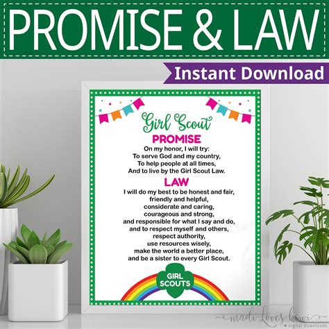 Printable Girl Scout Promise and Law Poster for Troop 8x10 & - Etsy Hong Kong