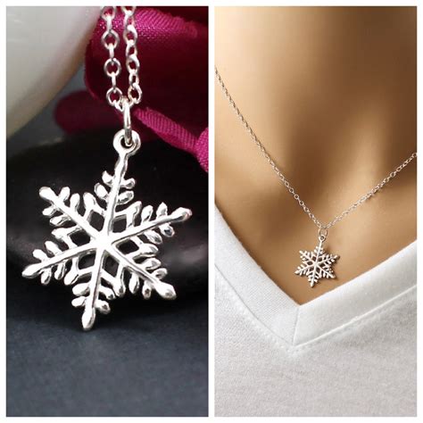 Sterling Silver Snowflake Necklace, Snowflake Pendant Necklace ...