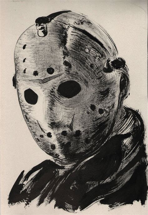 Jason Voorhees Mask Drawing at PaintingValley.com | Explore collection ...