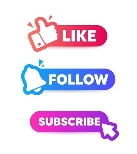 Premium Vector | Subscribe like follow buttons Label for video channel for website