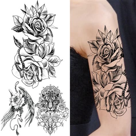 Realistic Rose Tattoo Black And Grey