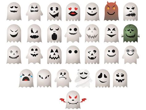 28 Halloween Ghost Emoji Ghost Face Monster Faces Clipart - Etsy