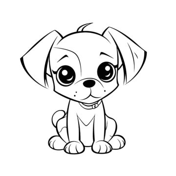 Cute Puppy Coloring Pages For Kids Outline Sketch Drawing Vector, Wing ...