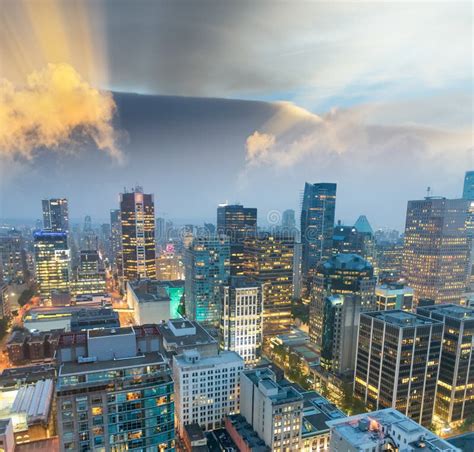 Sunset Aerial View of Vancouver Skyline, Canada Stock Photo - Image of ...