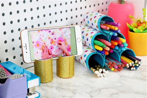 DIY Desk Decor Made From Cardboard Tubes - Karen Kavett