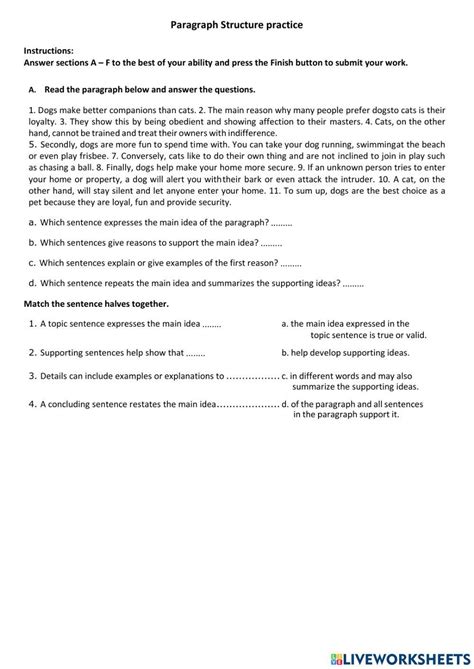 Paragraph Structure Practice online exercise for | Live Worksheets