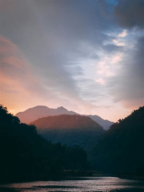 Silhouette Of Mountains During Sunset · Free Stock Photo