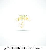 420 Gold Treble Clef And Music Symbols Clip Art | Royalty Free - GoGraph