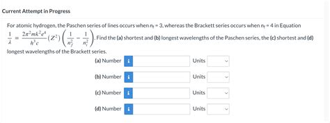 Solved For atomic hydrogen, the Paschen series of lines | Chegg.com