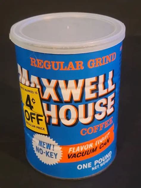 MAXWELL HOUSE VINTAGE Coffee Can Tin Grind NEW Improved No Key One ...