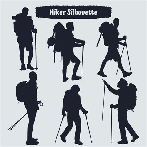 Hiker silhouette vector free download