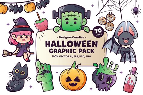 Halloween Graphics & Vector Clipart Illustrations Vol.1 - DesignerCandies