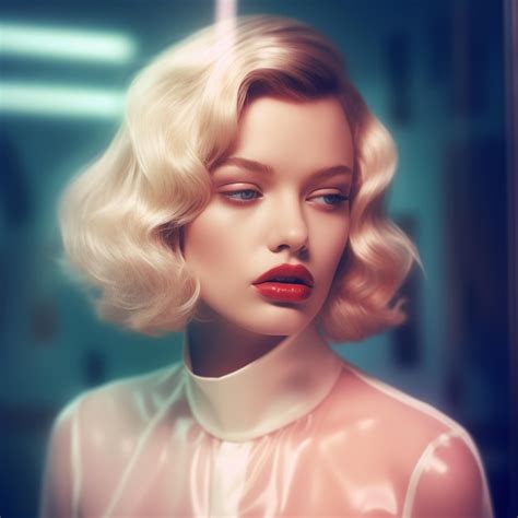 Premium AI Image | a model with blonde hair and red lipstick is shown.